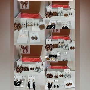 Leopard Print and Black Earring Set